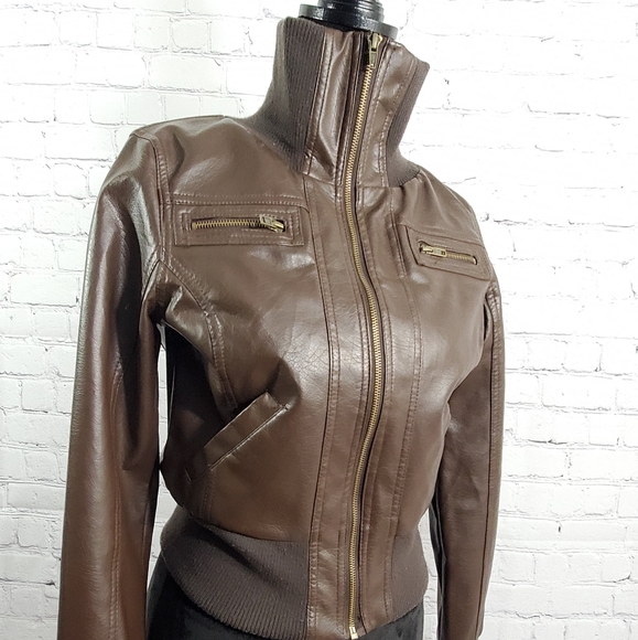 modmodele Jackets & Blazers - MODEMODELE BROWN MOTO JACKET SIZE MEDIUM